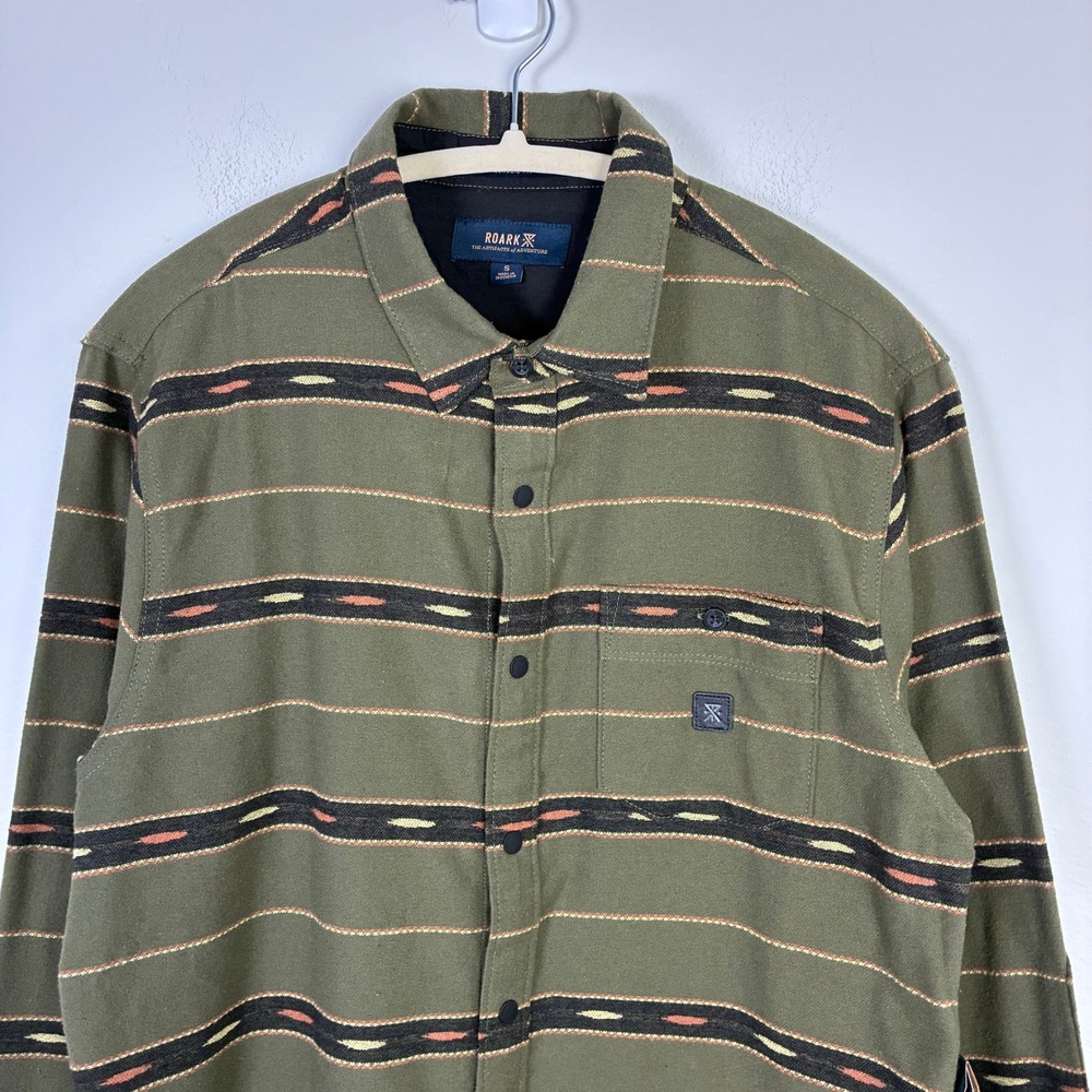 Roark Nordsman Light Flannel Snap Shirt Men's S Antico Military Green‎ Aztec - Picture 2 of 8